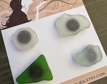 Set of 4 Sea Glass Magnet Set, Coastal Home Decor Magnets, Fridge Magnets, Beach Decor, Beach Magnets, Hostess Gift, Wedding Favors, A