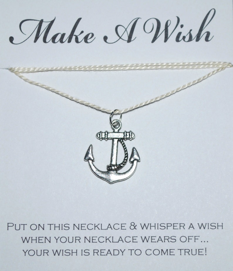 Anchor Wish Necklace Buy 3 Get 1 Free, Friendship Necklace, Best Friends, Navy, Nautical Necklace, Wish Necklace, Sailing, Wanderlust, Beach image 3