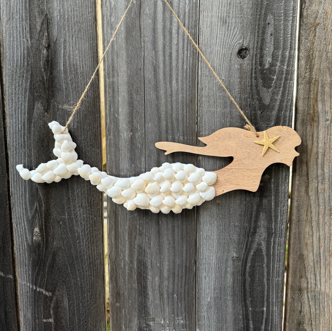 Seashell Mermaid Wall Hanging, Beach Decor, Coastal Decor, Wall Decor ...