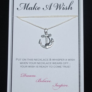 Anchor Wish Necklace Buy 3 Get 1 Free, Friendship Necklace, Best Friends, Navy, Nautical Necklace, Wish Necklace, Sailing, Wanderlust, Beach image 2