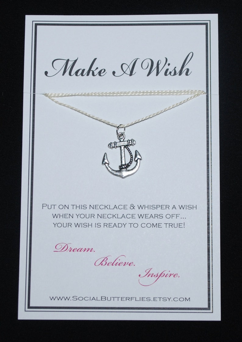 Anchor Wish Necklace Buy 3 Get 1 Free, Friendship Necklace, Best Friends, Navy, Nautical Necklace, Wish Necklace, Sailing, Wanderlust, Beach image 2