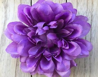 Purple Flower Hair Clip Retro Glam Wedding Prom, Hawaiian Hair Clip, Flower Girl Hair Clip, Pinup, Rockabilly, Beach, Bridal, Wedding Hair