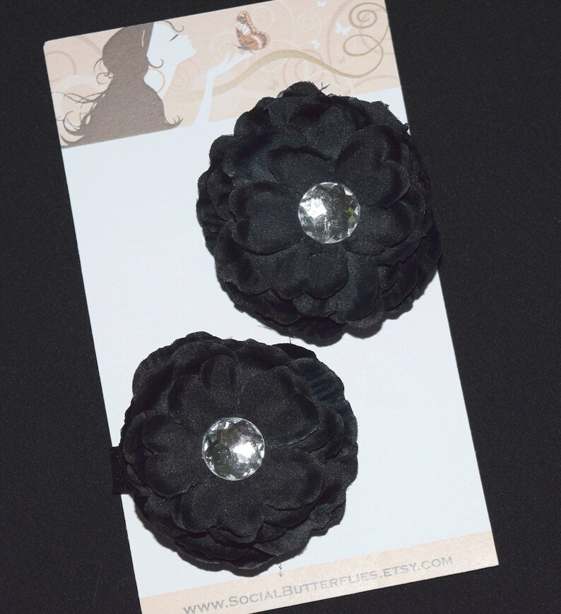 black flower hair accessories