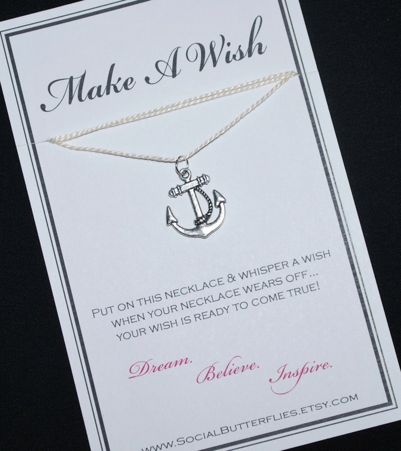 Anchor Wish Necklace Buy 3 Get 1 Free, Friendship Necklace, Best Friends, Navy, Nautical Necklace, Wish Necklace, Sailing, Wanderlust, Beach image 6