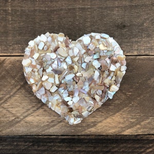 Mini Crushed Seashell Wall Art, Heart Wall Decor, Beach House, Beach Decor, Coastal Decor, Shell Heart, Beach Wedding, Love Sign
