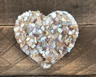 Mini Crushed Seashell Wall Art, Heart Wall Decor, Beach House, Beach Decor, Coastal Decor, Shell Heart, Beach Wedding, Love Sign