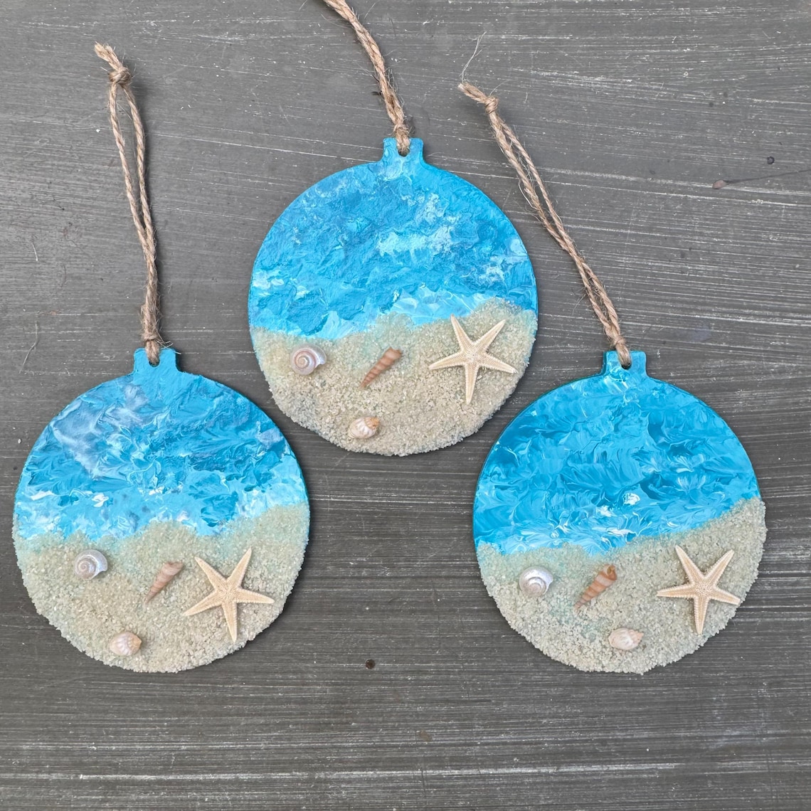 NEXT Set Of 3 Multi Coastal Pattern Shell Ornaments – Ceramic Seashell Sculptures