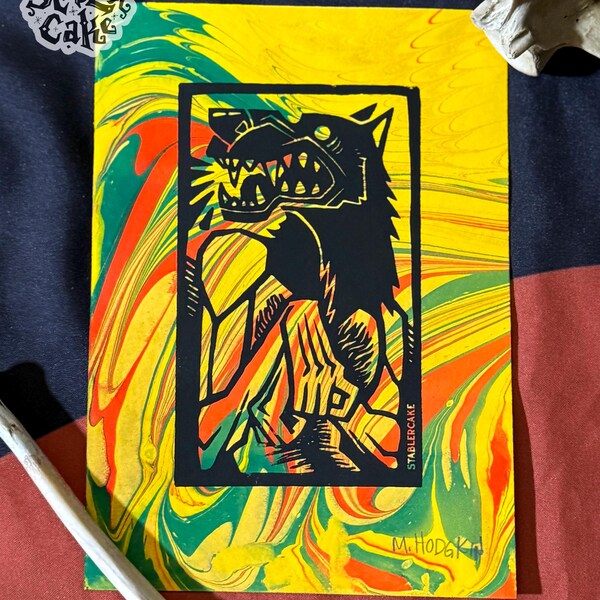 Desperate Silkscreen Print - 5x7 (Marbled Paper - Yellow)
