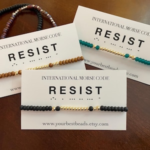 RESIST Morse Code Beaded Bracelet | Handmade Political Jewelry