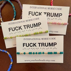 FUCK TRUMP Morse Code Beaded Bracelet | Handmade Political Jewelry