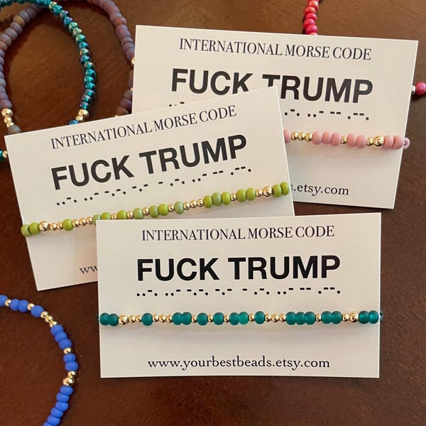 SALE! FUCK TRUMP Morse Code Beaded Bracelet | Handmade Political Jewelry