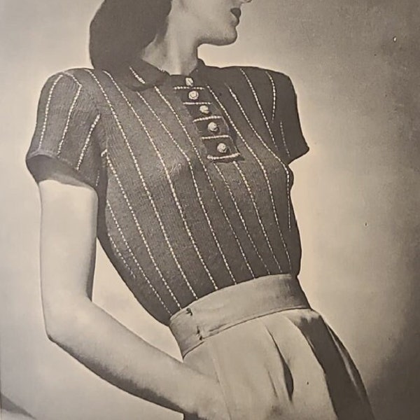 1940s Vintage Ladies Evening Top Knitting Pattern - Instant PDF Download