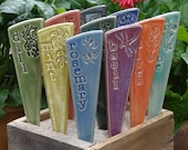 12 Plant Markers - Garden Markers - Ceramic Herb Vegetable Markers- You pick, from the provided list, your set of 12 ceramic garden stakes