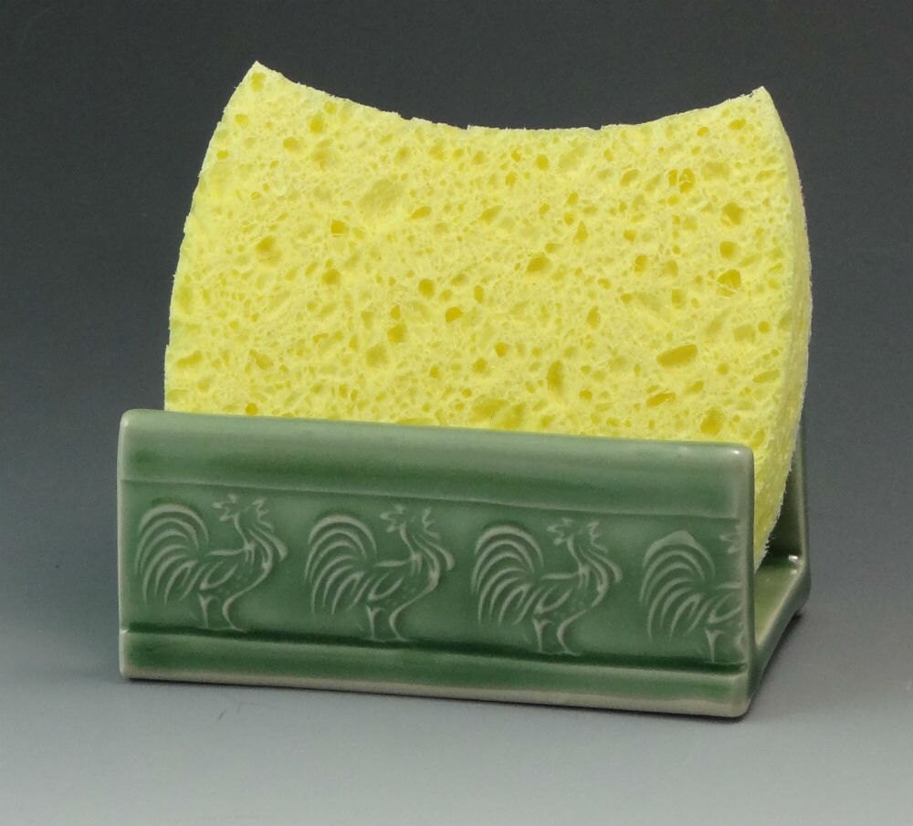 Ceramic Sponge Holder Pottery Sponge Holder in Celadon Green Etsy