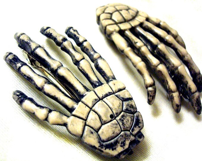Barrettes Skeleton Hand Hair Clips Skelly Hand Etsy