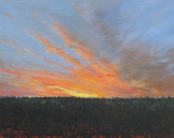 Sunset Painting- Original landscape painting on canvas- 18X24