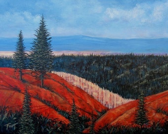 Western Landscape 18 X 24 original painting. Free Shipping.