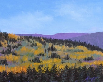 Fall landscape, western landscape, painting on canvas, original landscape, Foust, mountains,