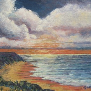 Ocean View at Sunset. 16 X 20 Gallery wrapped canvas. image 1