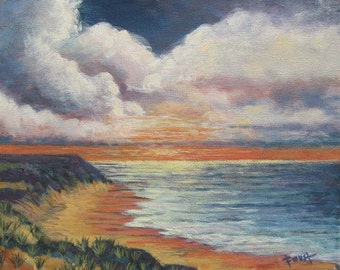 Ocean View at Sunset. 16 X 20 Gallery wrapped canvas.