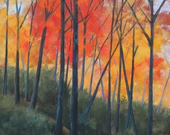 Original Fall Landscape Painting on Canvas: Autumn Colors (16x20)
