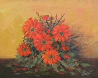 Red Flowers, Still life, Red still life, Flowers, Foust, Original painting, Kitchen art,