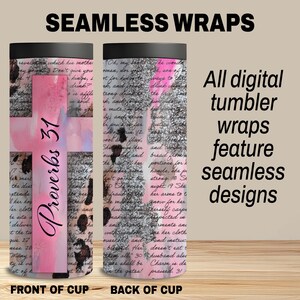 Christian Woman Glitter Leopard Print 20 oz Tumbler Wrap Gift for Working Mom Proverbs 31 Gift for Boss Wrap Working Girl with Integrity PNG image 4