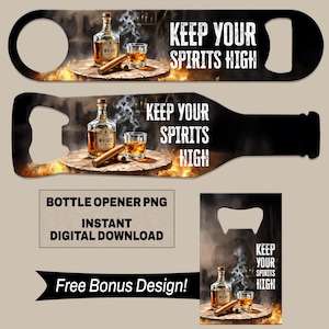 Whisky- und Zigarrenflaschenöffner für Herren – Maskulines Geschenk für den besten Freund – Tiki-Bar-Schlüssel-Deko aus Holz – Rustikales Bar-Accessoire (PNG)
