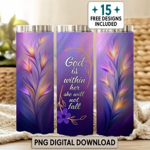 Royal Purple Christian 20 oz Tumbler Wrap Inspirational Faith Gift for Women Sublimation Design Coloration Gift for Her PNG Mother's Day