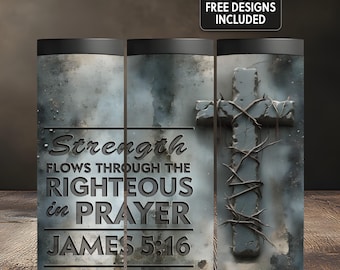 Christliche Männer Stärke Schrift Kreuz 20 Unzen Becher Wrap Gebet Krieger Geschenk für Ehemann Rustikale Bibel Vers Trinkgefäß Digitaler Download PNG