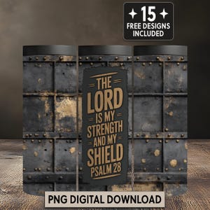Scripture Men's Strength 20oz Tumbler Wrap Christian Protection Faith PNG Digital Download
