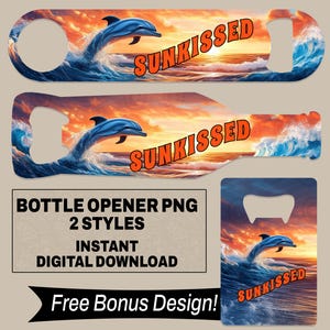 Küstenstrand Flaschenöffner Digitaler Download Ocean Bar Schlüssel für Delfinliebhaber Geschenk für Ocean Barkeeper Oval Sublimationsdesign PNG Flasche