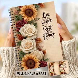Christian Sunflower Grace and Faith 5x8 Journal Notebook Design PNG