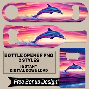 Décapsuleur plage dauphin à colorier en téléchargement numérique clé océan bar pour amateur de dauphins cadeau pour barman océan sublimation ovale Design PNG