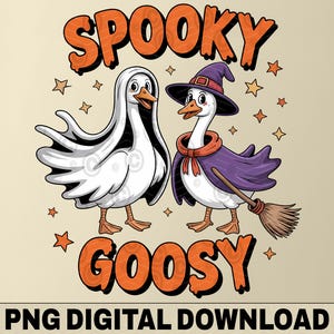 不気味なガチョウのハロウィンTシャツ、ゴースト魔女ガチョウのデザイン、友人へのギフト、10月用秋ドリンクウェア、風車、デジタルダウンロードPNG