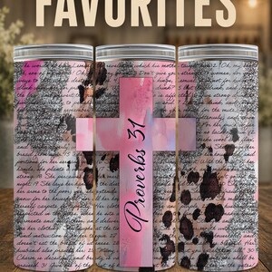 Christian Woman Glitter Leopard Print 20 oz Tumbler Wrap Gift for Working Mom Proverbs 31 Gift for Boss Wrap Working Girl with Integrity PNG image 10