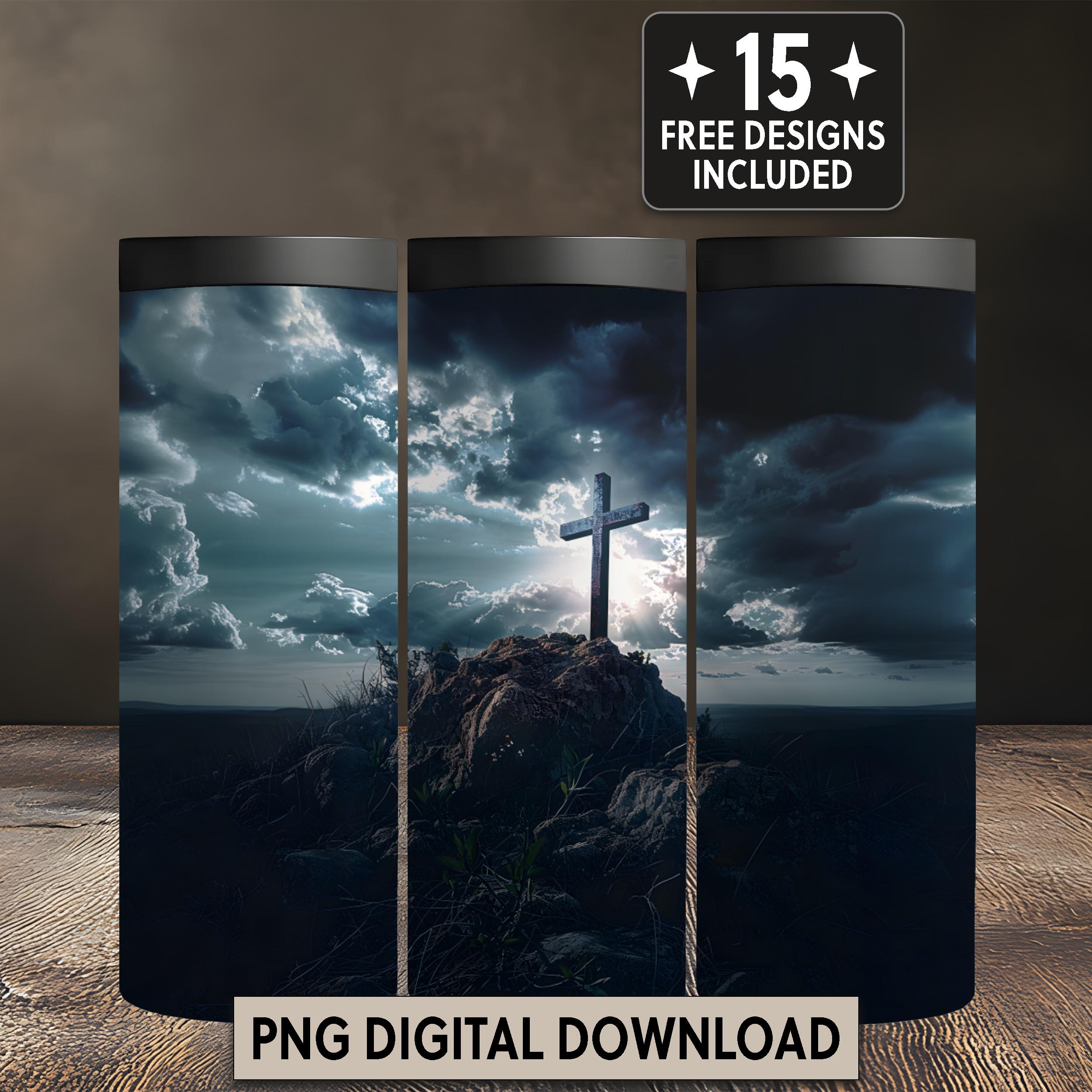 Herren christliches Kreuz 20 oz Tumbler Wrap Treue spirituelle Geschenkidee für Papa Glaube Gläubige PNG spiritueller digitaler Download religiös