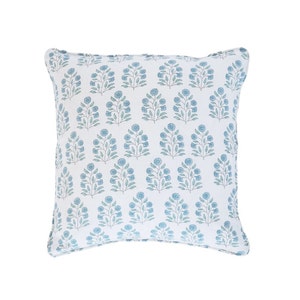 Funda de almohada de lino con estampado de bloques FLORALES, flores botánicas y estampado Samode Butta de 20x20 pulgadas, funda de almohada para decoración