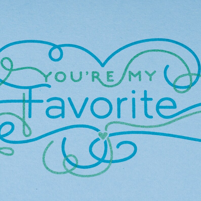 Valentine Card You're My Favorite hand printed on pale blue image 5