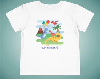 Dinosaur Party Toddler Tee, Playful Dino Graphic Kids Shirt