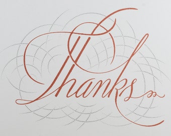 Thank You card -- Hand-printed calligraphic greeting card