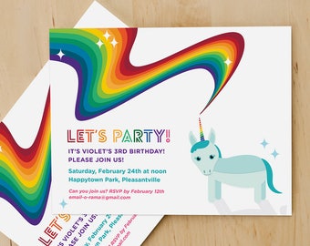 Party Invitation — Unicorn — Let's Party!