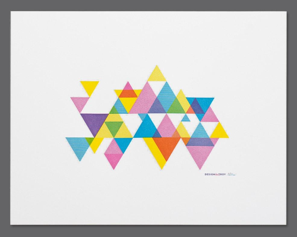 CMY Hey! Process Color Triangle Letterpress Print