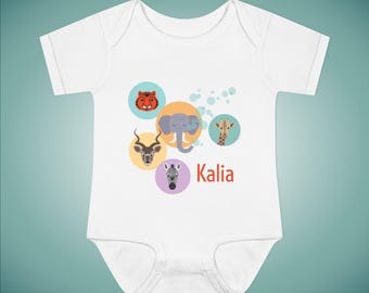 Personalized Animal Baby Bodysuit: Whimsical Infant Onesie