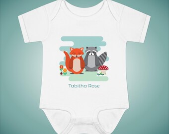 Woodland Animal Baby Bodysuit: Personalized Infant Outfit