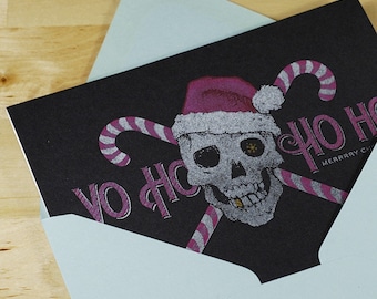 Hand-printed Christmas Card -- Yo Ho Ho Ho Pirate