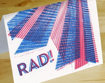 Rad Hand-printed Greeting Cards -- Set of 6