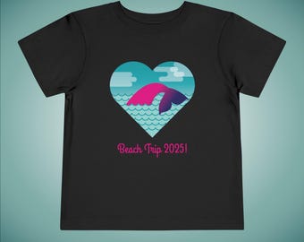 Personizable Toddler Mermaid Heart Tee, Cute Kids Shirt, Ocean Lovers Gift, Summer Outfit, Birthday Present