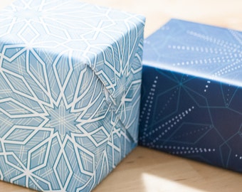 Wrapping Paper -- Set of 3 Sheets of Snowflake Patterned Paper