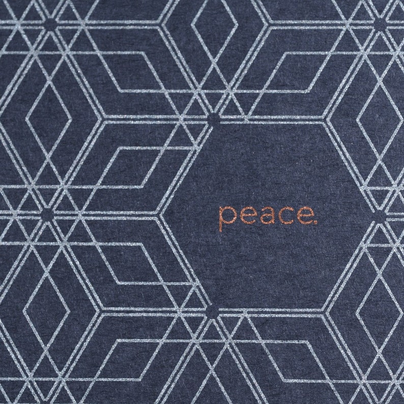 Set of 6 Hand-printed Holiday Cards Peace on Midnight image 1